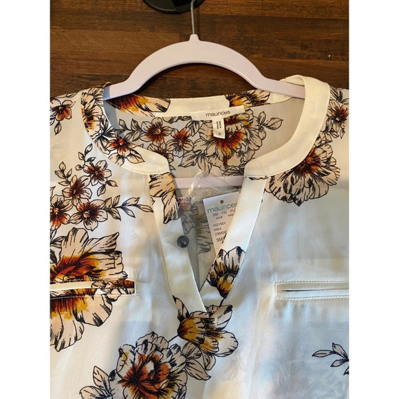 Maurices Women's Small Cream and Orange Fall Floral Blouse- NWT - Picture 6 of 11